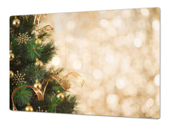 HUGE TEMPERED GLASS COOKTOP COVER - DD30 Christmas Series: Gold on the Christmas tree