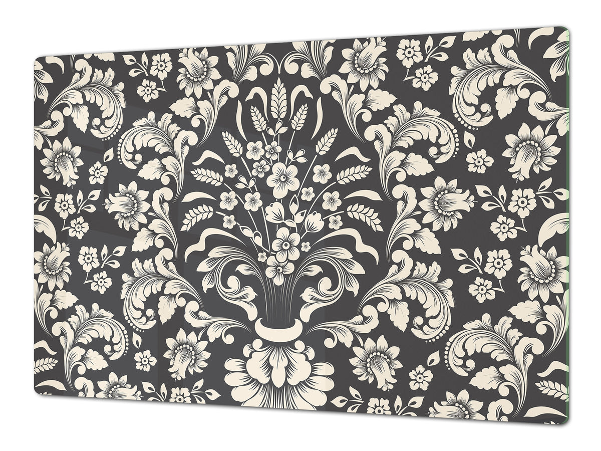ENORMOUS  Tempered GLASS Chopping Board - Flower series DD06A Damask luxury
