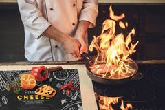 BIG KITCHEN BOARD & Induction Cooktop Cover – Glass Pastry Board - Food series DD16 Tasty cheese