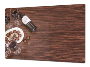 Cubre vitrocerámica para cerámicas de grandes dimensiones o tabla de cortar de cristal templado ; Serie de Vinos DD04: Vino Con Chocolate