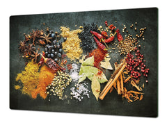 Schneidbrett aus Hartglas und schützende Arbeitsoberfläche – Schneideplatten: Sehr groß Küchenbrett aus Hartglas und Kochplattenabdeckung; spice series DD03B: Seasonings 8