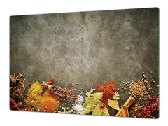 Schneidbrett aus Hartglas und schützende Arbeitsoberfläche – Schneideplatten: Sehr groß Küchenbrett aus Hartglas und Kochplattenabdeckung; spice series DD03B: Spices 9