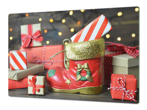 GÉANT Planche à découper et protège-plain de travail; Une série d'épices DD30 Série de Noël Chaussure du Père Noël avec des cadeaux