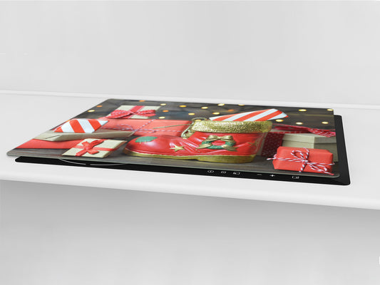 HUGE TEMPERED GLASS COOKTOP COVER - DD30 Christmas Series: Santa shoe with gifts