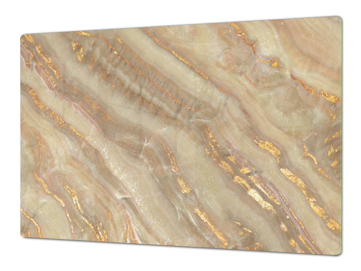 Gigantic Worktop saver and Pastry Board - Tempered GLASS Cutting Board DD21 Marbles 1 Series: Golden mineral
