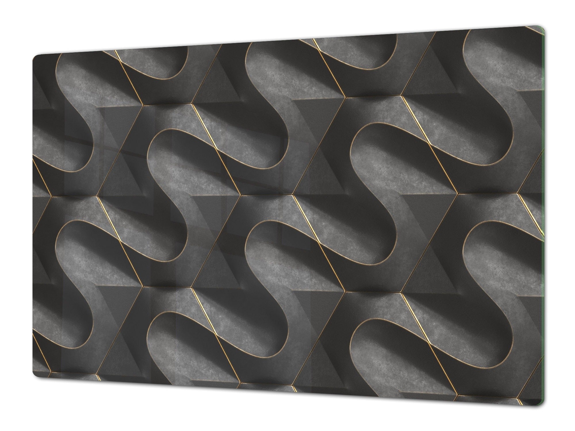 HUGE TEMPERED GLASS COOKTOP COVER – Glass Cutting Board and Worktop Saver – SINGLE: 80 x 52 cm (31,5” x 20,47”); DOUBLE: 40 x 52 cm (15,75” x 20,47”); DD40 Decorative Surfaces Series: Black waves