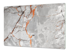 UNIQUE Tempered GLASS Kitchen Board – Impact & Scratch Resistant Cooktop cover DD32 Marbles 2 Series: Glossy slab marble texture