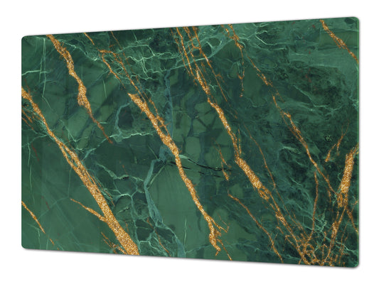 Gigantic Worktop saver and Pastry Board - Tempered GLASS Cutting Board DD21 Marbles 1 Series: Green marble with golden veins 2