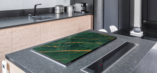 Gigantic Worktop saver and Pastry Board - Tempered GLASS Cutting Board DD21 Marbles 1 Series: Green marble with golden veins 2