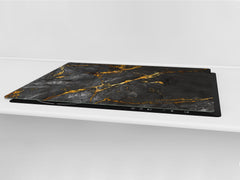 HUGE TEMPERED GLASS COOKTOP COVER – Glass Cutting Board and Worktop Saver DD33 Colourful abstractions Series: Glossy stone texture