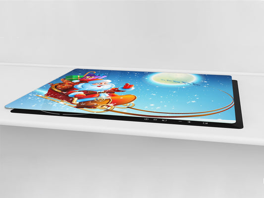 HUGE TEMPERED GLASS COOKTOP COVER - DD30 Christmas Series: Santa Claus with gifts