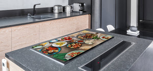 BIG KITCHEN BOARD & Induction Cooktop Cover – Glass Pastry Board - Food series DD16 Skewers
