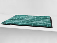 GIGANTIC CUTTING BOARD and Cooktop Cover - Glass Kitchen Board DD35 Textures and tiles 1 Series: Green vintage brick