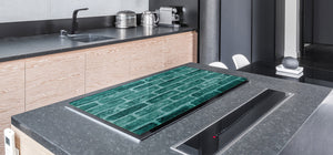 GIGANTIC CUTTING BOARD and Cooktop Cover - Glass Kitchen Board DD35 Textures and tiles 1 Series: Green vintage brick