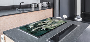ENORMOUS  Tempered GLASS Chopping Board - Induction Cooktop Cover – SINGLE: 80 x 52 cm; DOUBLE: 40 x 52 cm; DD43 Abstract Graphics Series: Ancient monster