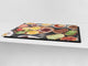 BIG KITCHEN BOARD & Induction Cooktop Cover – Glass Pastry Board - Food series DD16 Fruit Breakfast
