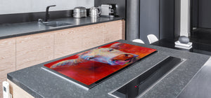 GIGANTIC CUTTING BOARD and Cooktop Cover - Glass Kitchen Board; SINGLE: 80 x 52 cm (31,5” x 20,47”); DOUBLE: 40 x 52 cm (15,75” x 20,47”); DD42 Paintings Series: Pastel cow