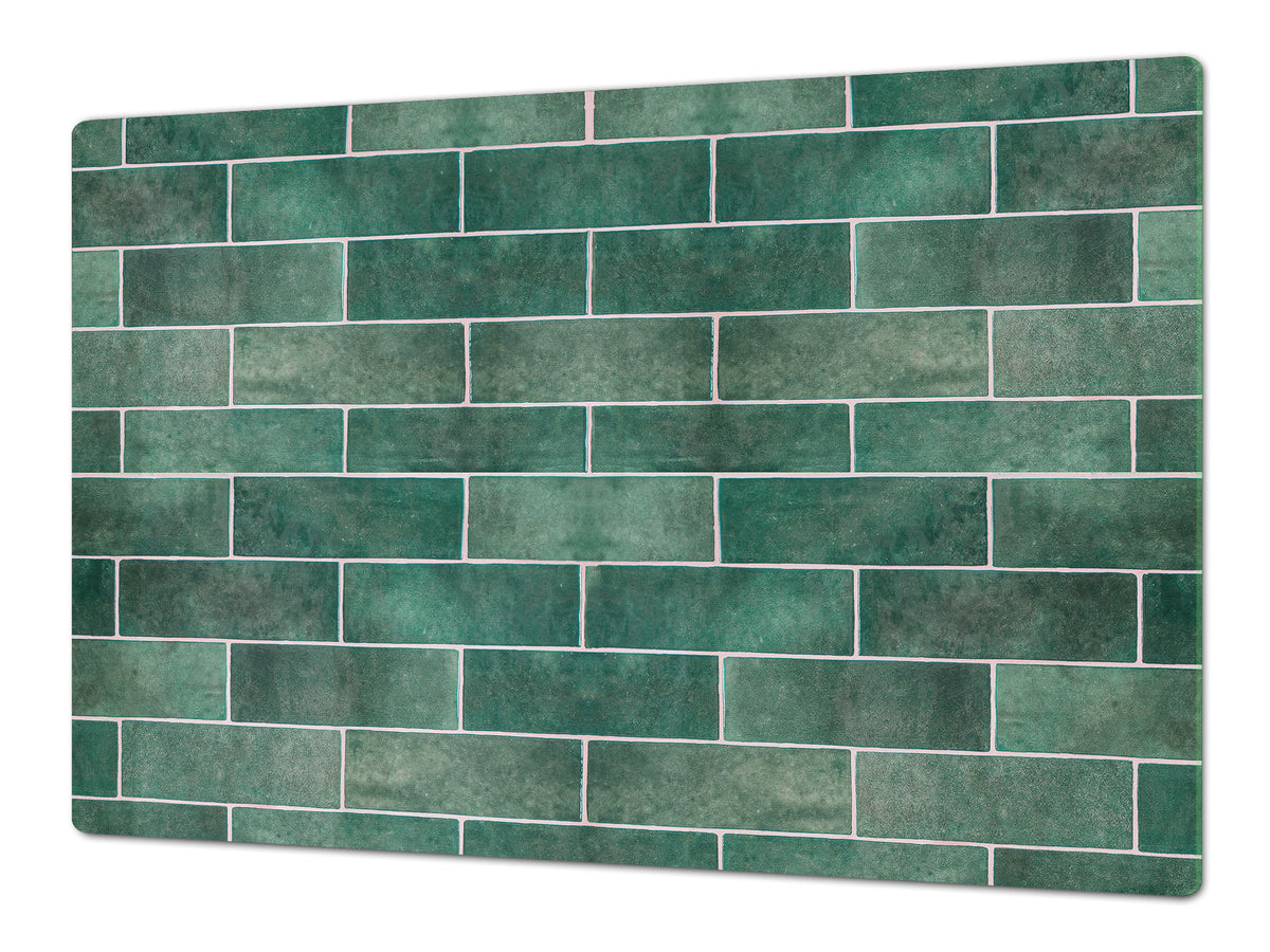 GIGANTIC CUTTING BOARD and Cooktop Cover - Glass Kitchen Board DD35 Textures and tiles 1 Series: Green vintage ceramic tiles 2