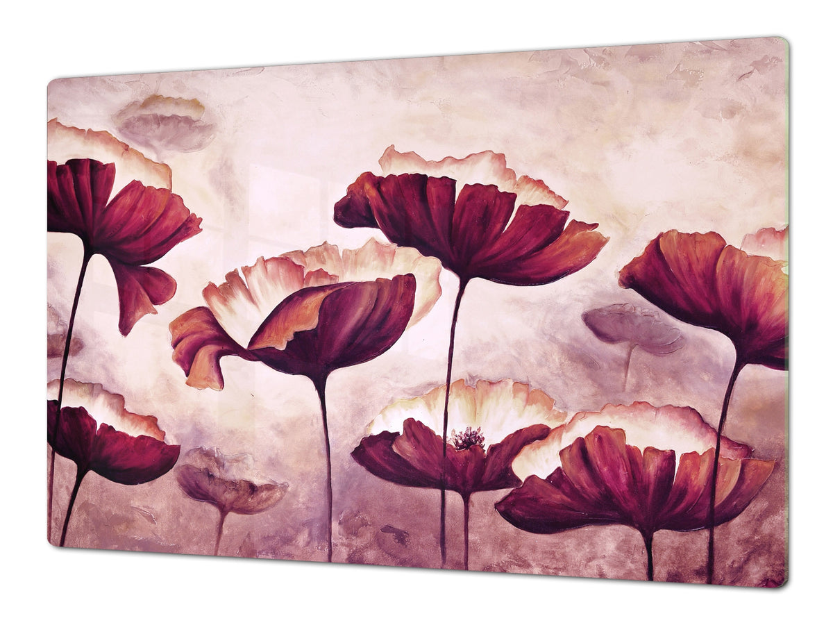 ENORMOUS  Tempered GLASS Chopping Board - Flower series DD06A Poppies 3