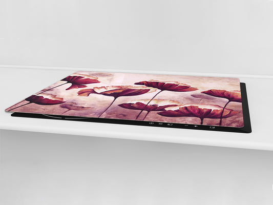 ENORMOUS  Tempered GLASS Chopping Board - Flower series DD06A Poppies 3