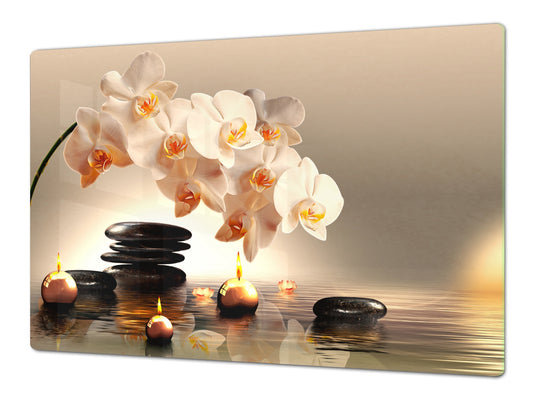 ENORMOUS  Tempered GLASS Chopping Board - Flower series DD06A Orchid 3