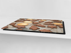 Tempered GLASS Cutting Board - Glass Kitchen Board; Cakes and Sweets Serie DD13 Christmas tree cookies
