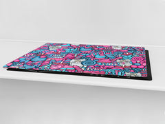 Induction Cooktop Cover – Glass Worktop saver: Fantasy and fairy-tale series DD18 Birthday doodle