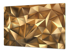Gigantic Worktop saver and Pastry Board - Tempered GLASS Cutting Board - MEASURES: SINGLE: 80 x 52 cm; DOUBLE: 40 x 52 cm; DD38 Golden Waves Series: Stylish triangles