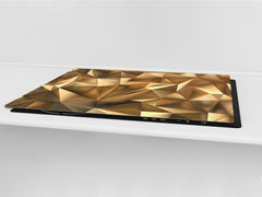 Gigantic Worktop saver and Pastry Board - Tempered GLASS Cutting Board - MEASURES: SINGLE: 80 x 52 cm; DOUBLE: 40 x 52 cm; DD38 Golden Waves Series: Stylish triangles