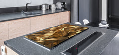 Gigantic Worktop saver and Pastry Board - Tempered GLASS Cutting Board - MEASURES: SINGLE: 80 x 52 cm; DOUBLE: 40 x 52 cm; DD38 Golden Waves Series: Stylish triangles