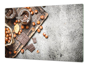 Tempered GLASS Cutting Board - Glass Kitchen Board; Cakes and Sweets Serie DD13 Nutella