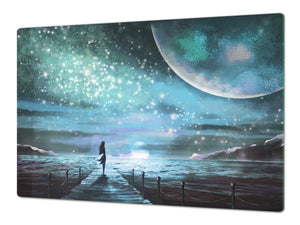 Induction Cooktop Cover – Glass Worktop saver: Fantasy and fairy-tale series DD18 Moonlit night