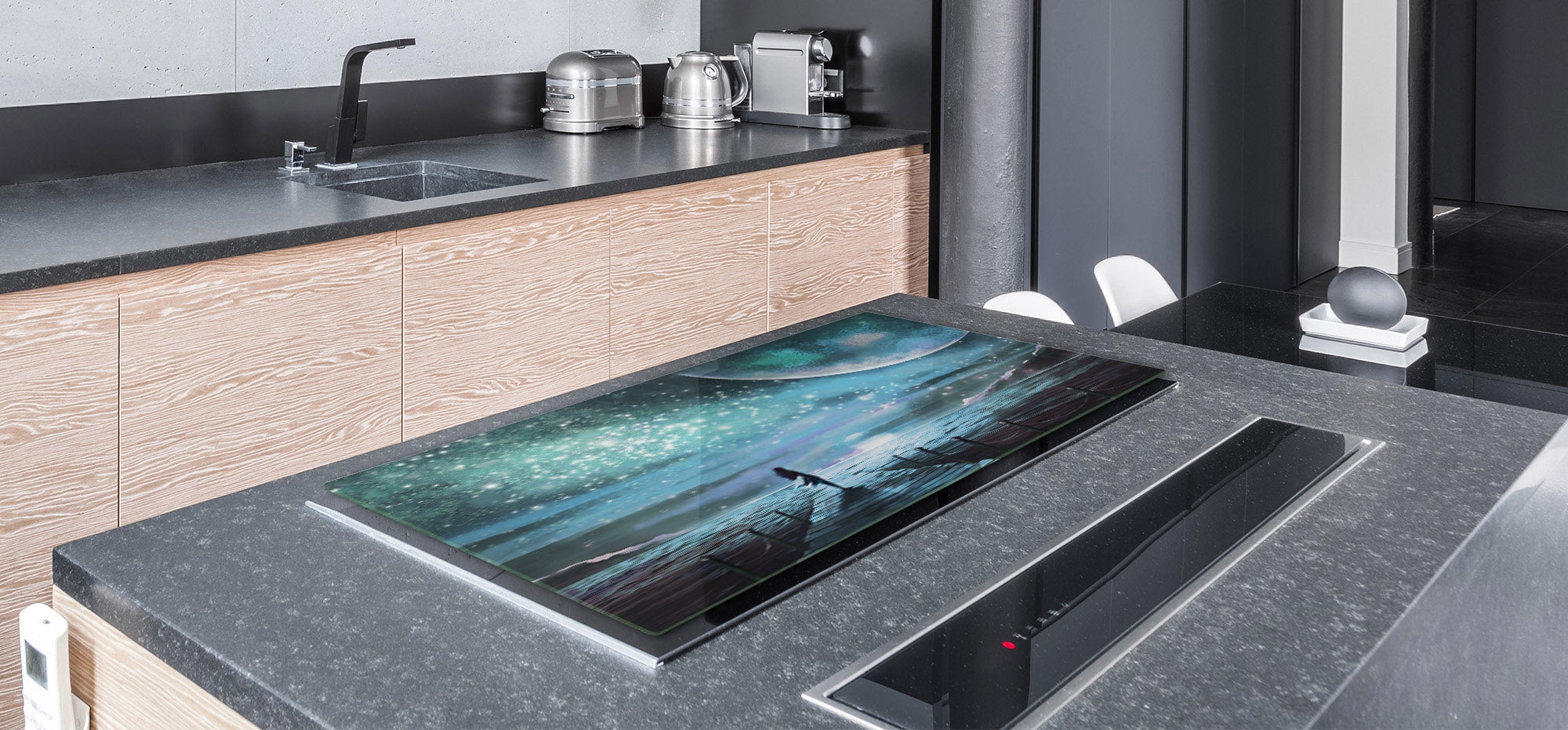 Induction Cooktop Cover – Glass Worktop saver: Fantasy and fairy-tale series DD18 Moonlit night