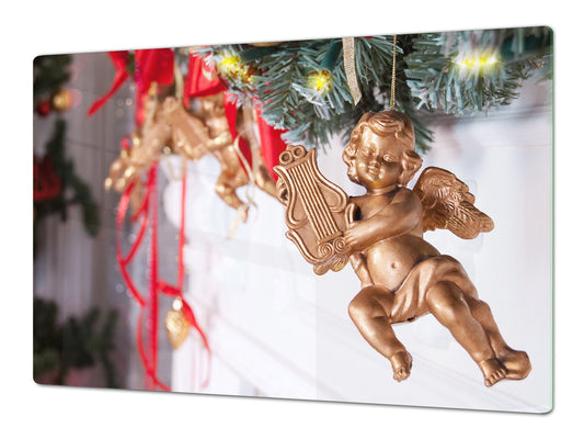 HUGE TEMPERED GLASS COOKTOP COVER - DD30 Christmas Series: Golden angel 2