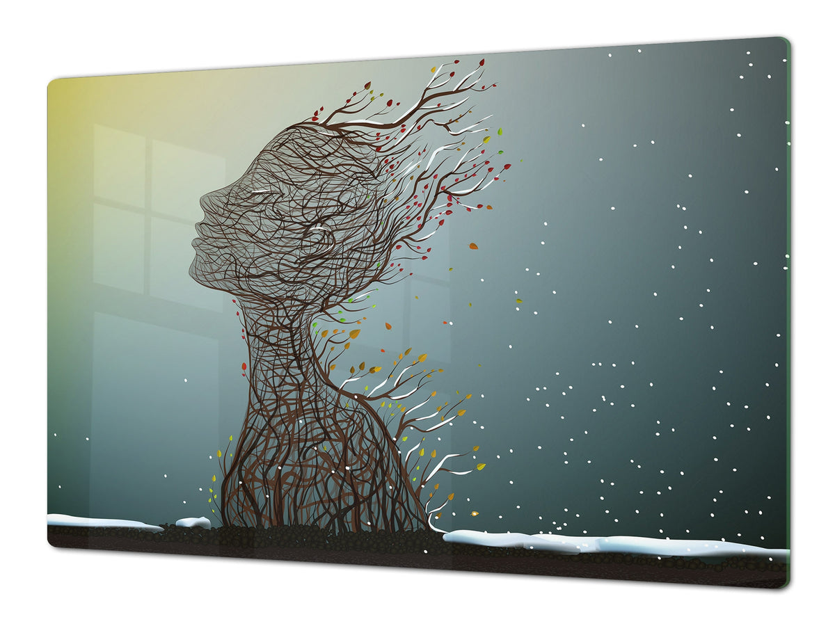 Induction Cooktop Cover – Glass Worktop saver: Fantasy and fairy-tale series DD18 Last autumn sun