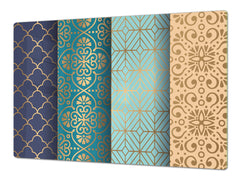 HUGE TEMPERED GLASS CHOPPING BOARD ; Moroccan design Series DD21 Floral mandala