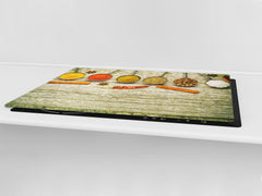 Schneidbrett aus Hartglas und schützende Arbeitsoberfläche – Schneideplatten: Sehr groß Küchenbrett aus Hartglas und Kochplattenabdeckung; spice series DD03B: Indian spices 6