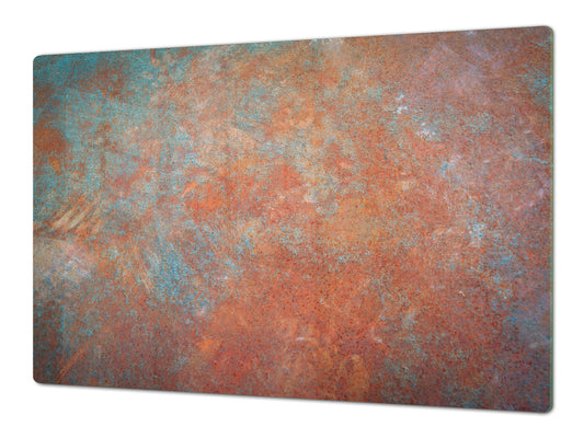 BIG KITCHEN BOARD & Induction Cooktop Cover – Glass Pastry Board DD34 Rusted textures Series: Oxidized metal 2