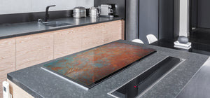 BIG KITCHEN BOARD & Induction Cooktop Cover – Glass Pastry Board DD34 Rusted textures Series: Oxidized metal 2