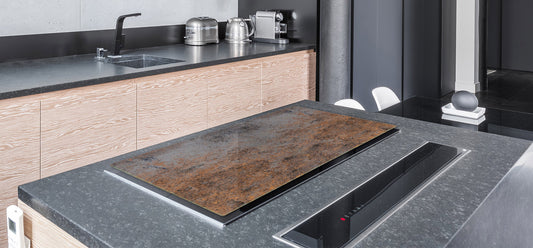 BIG KITCHEN BOARD & Induction Cooktop Cover – Glass Pastry Board DD34 Rusted textures Series: Rusty rock stone