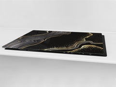 HUGE TEMPERED GLASS COOKTOP COVER – Glass Cutting Board and Worktop Saver DD33 Colourful abstractions Series: Glossy waves