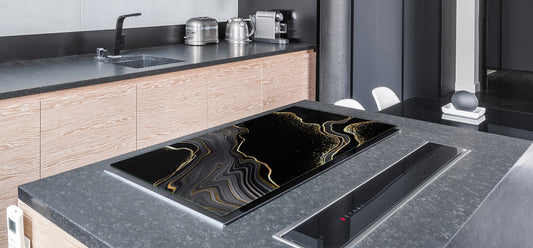 HUGE TEMPERED GLASS COOKTOP COVER – Glass Cutting Board and Worktop Saver DD33 Colourful abstractions Series: Glossy waves