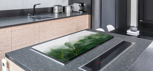 Gigantic Worktop saver and Pastry Board - Tempered GLASS Cutting Board DD21 Marbles 1 Series: Green marble leaves