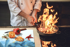 Gigantic Worktop saver and Pastry Board - Tempered GLASS Cutting Board DD21 Marbles 1 Series: Blue marble leaves