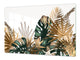 BIG KITCHEN BOARD & Induction Cooktop Cover – Glass Pastry Board – SINGLE: 80 x 52 cm (31,5” x 20,47”); DOUBLE: 40 x 52 cm (15,75” x 20,47”); DD41 Tropical Leaves Series: Tropical pattern