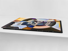 ENORMOUS  Tempered GLASS Chopping Board - Induction Cooktop Cover – SINGLE: 80 x 52 cm; DOUBLE: 40 x 52 cm; DD43 Abstract Graphics Series: Colors in us