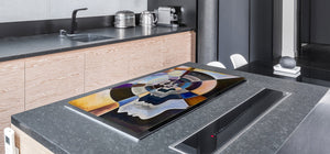 ENORMOUS  Tempered GLASS Chopping Board - Induction Cooktop Cover – SINGLE: 80 x 52 cm; DOUBLE: 40 x 52 cm; DD43 Abstract Graphics Series: Colors in us
