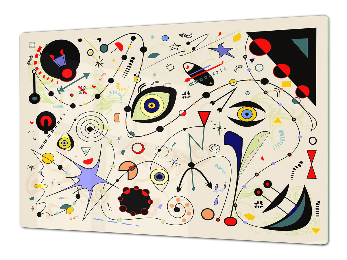 Induction Cooktop Cover – Glass Worktop saver: Fantasy and fairy-tale series DD18 Inspired by Miró