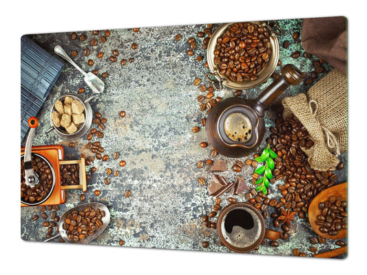 Worktop saver and Pastry Board – Glass Kitchen Board- Coffee series DD07 Coffee 4