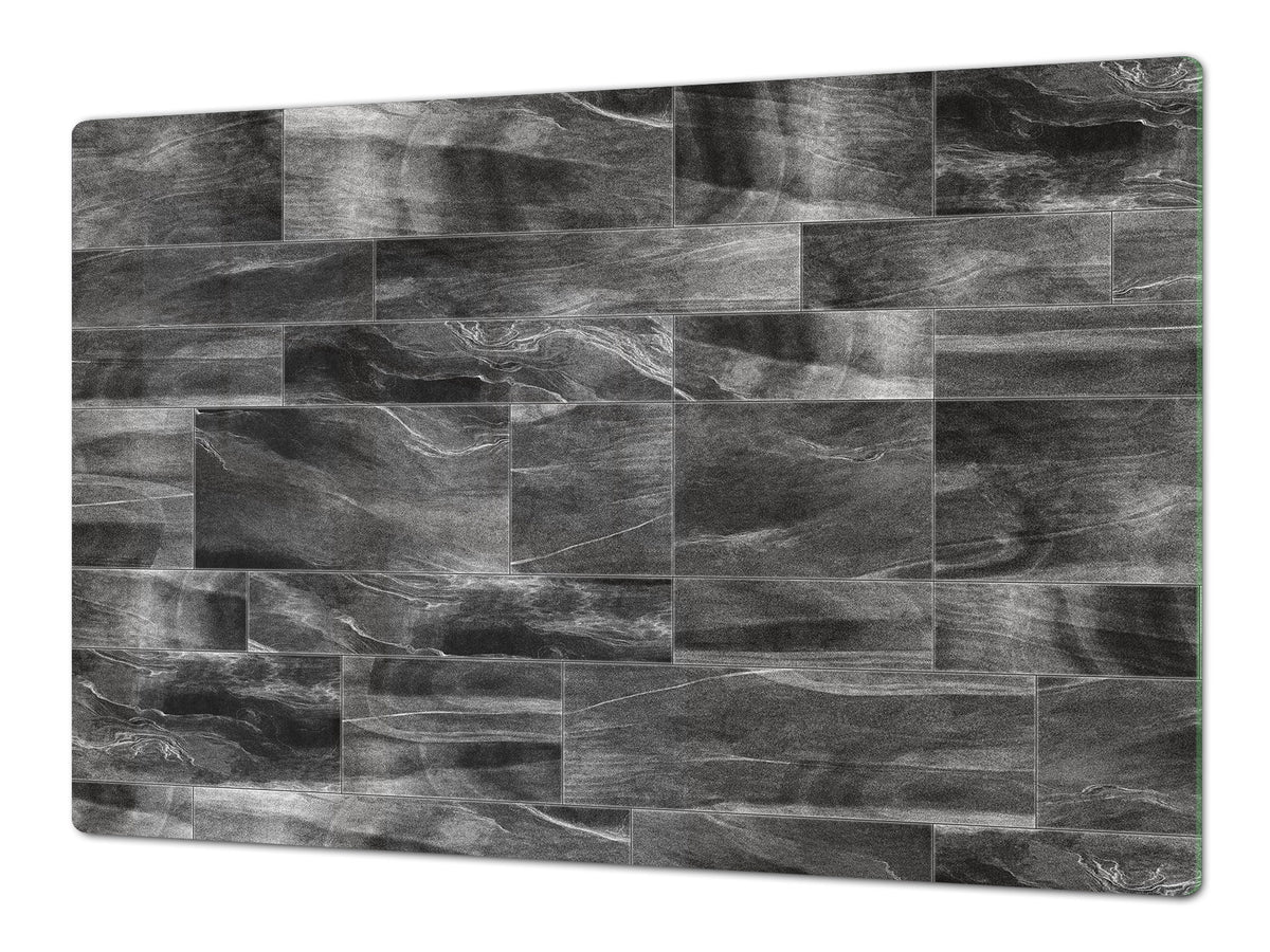 GIGANTIC CUTTING BOARD and Cooktop Cover - Glass Kitchen Board DD35 Textures and tiles 1 Series: Dark grey marble tiles